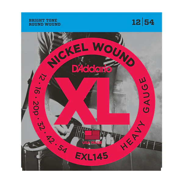 D'Addario XL Nickel Round Wound, Heavy/PLAIN Guitar Strings, 12-54 EXL145