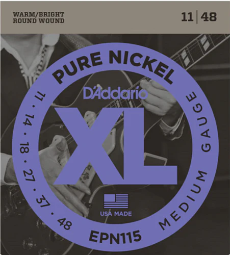 D'Addario XL Pure NICKEL, BLUES/JAZZ, 11-48 Electric Guitar Strings