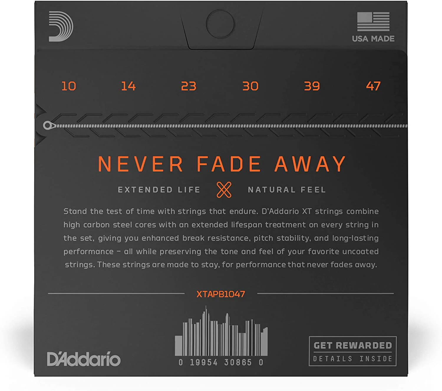 D'Addario XTAPB1047, XT Phosphor Bronze Acoustic Guitar Strings, Extra Light, 10-47 - Image 2