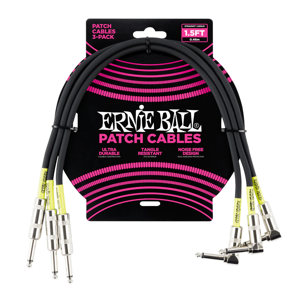 Ernie Ball 1.5' Straight / Angle Patch Cable 3-Pack - P06076