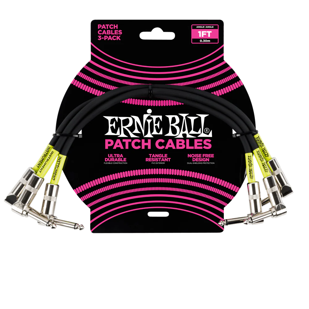 Ernie Ball 1' Angel / Angle Patch Cable 3-Pack - P06075