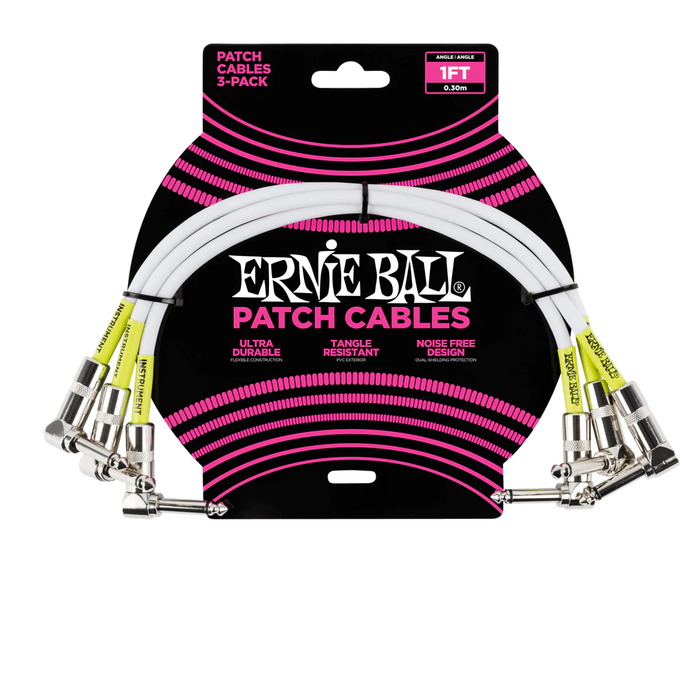 Ernie Ball 1' Angle / Angle Patch Cable 3-Pack - P06055