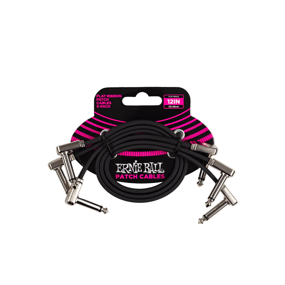 Ernie Ball 12" Flat Ribbon Patch Cable 3-Pack - P06222