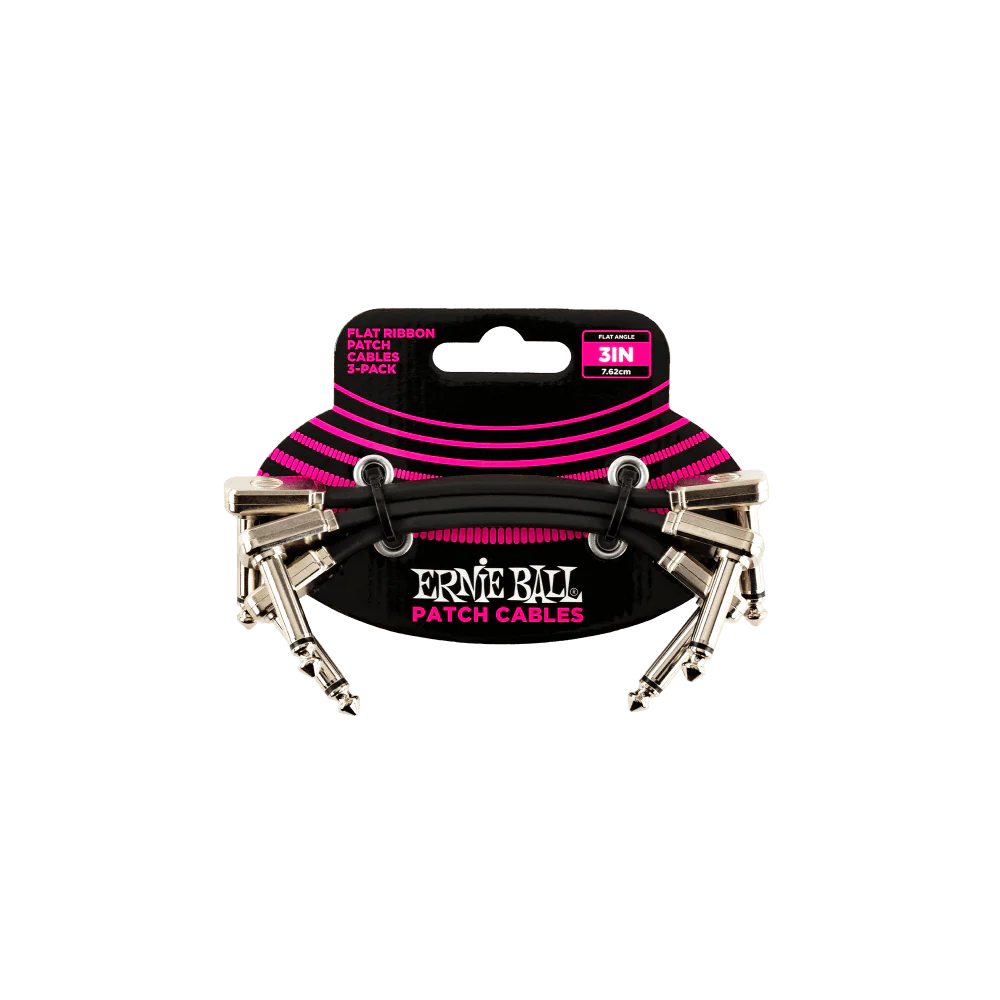 Ernie Ball 3" Flat Ribbon Patch Cable 3-Pack - P06220