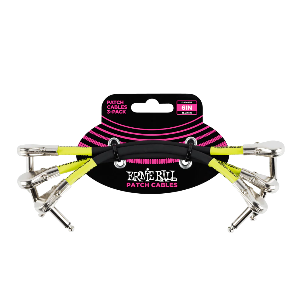 Ernie Ball 6" Flat Angel / Flat Angle Patch Cable 3-Pack - P06059