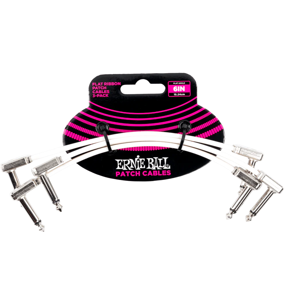 Ernie Ball 6" Flat Ribbon Patch Cable 3-Pack - P06385
