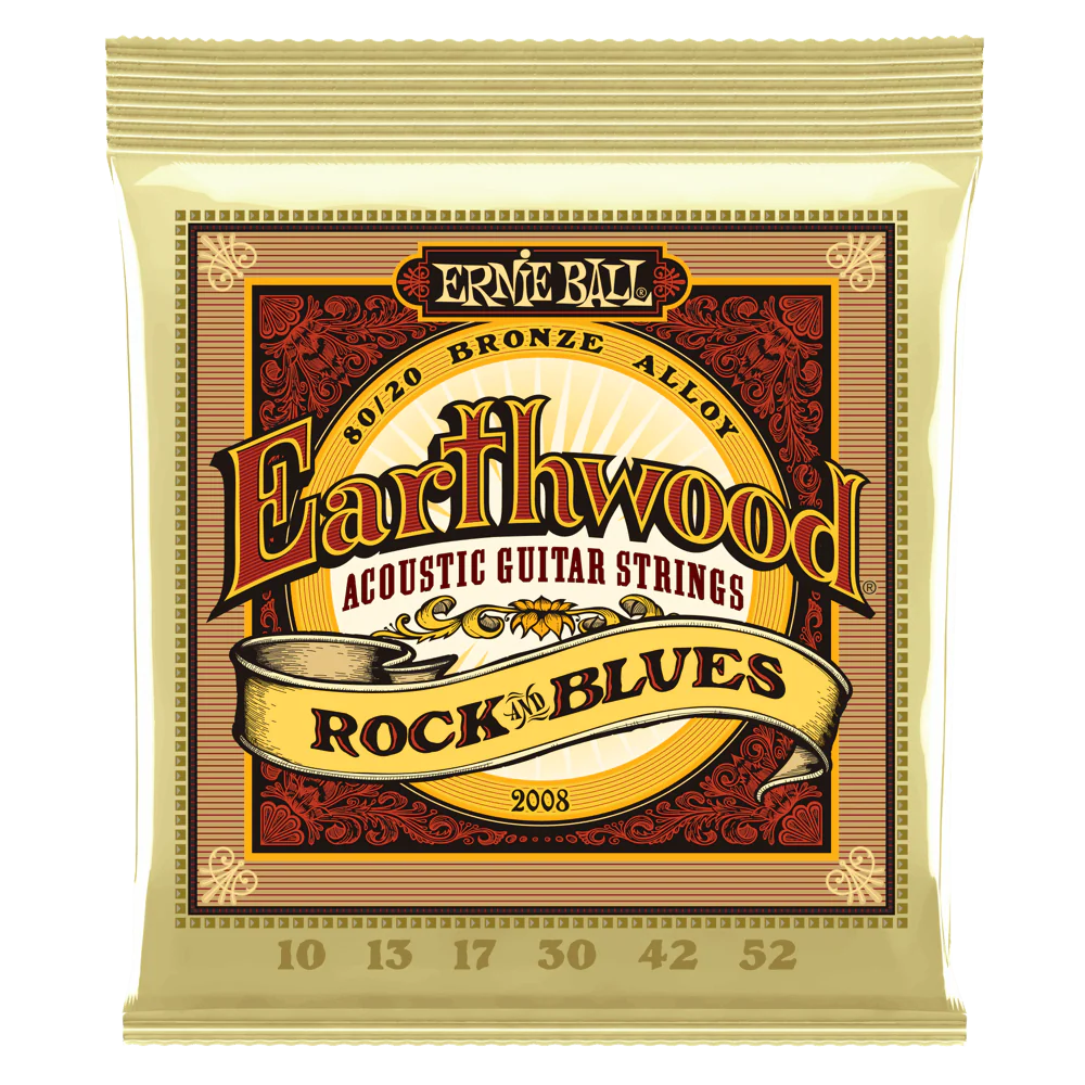 Ernie Ball Earthwood Rock And Blues W/Plain G 80/20 Bronze Acoustic Guitar Strings - 10-52 Gauge - 2008