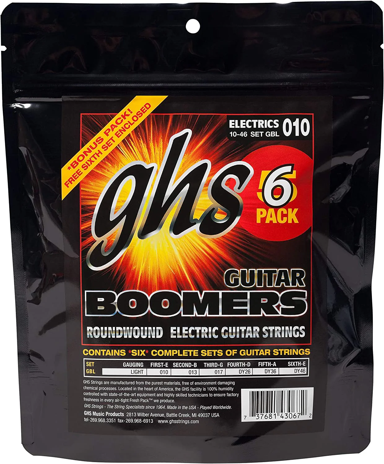 GHS Strings GBXL-5 Guitar Boomers,Nickel Plated Electric Guitar Strings,Extra Light, 6 Pack (.009-.042) - Image 2