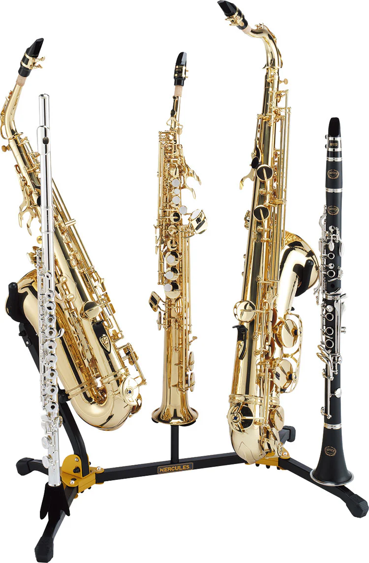 Hercules Double Sax Stand with Soprano Sax Peg and Clarinet/Flute Peg - DS538B - Image 2