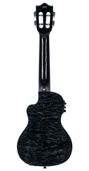 Lanikai Quilted Maple Series Acoustic/Electric Concert Ukulele Black Stain QM-BKCEC - Image 3