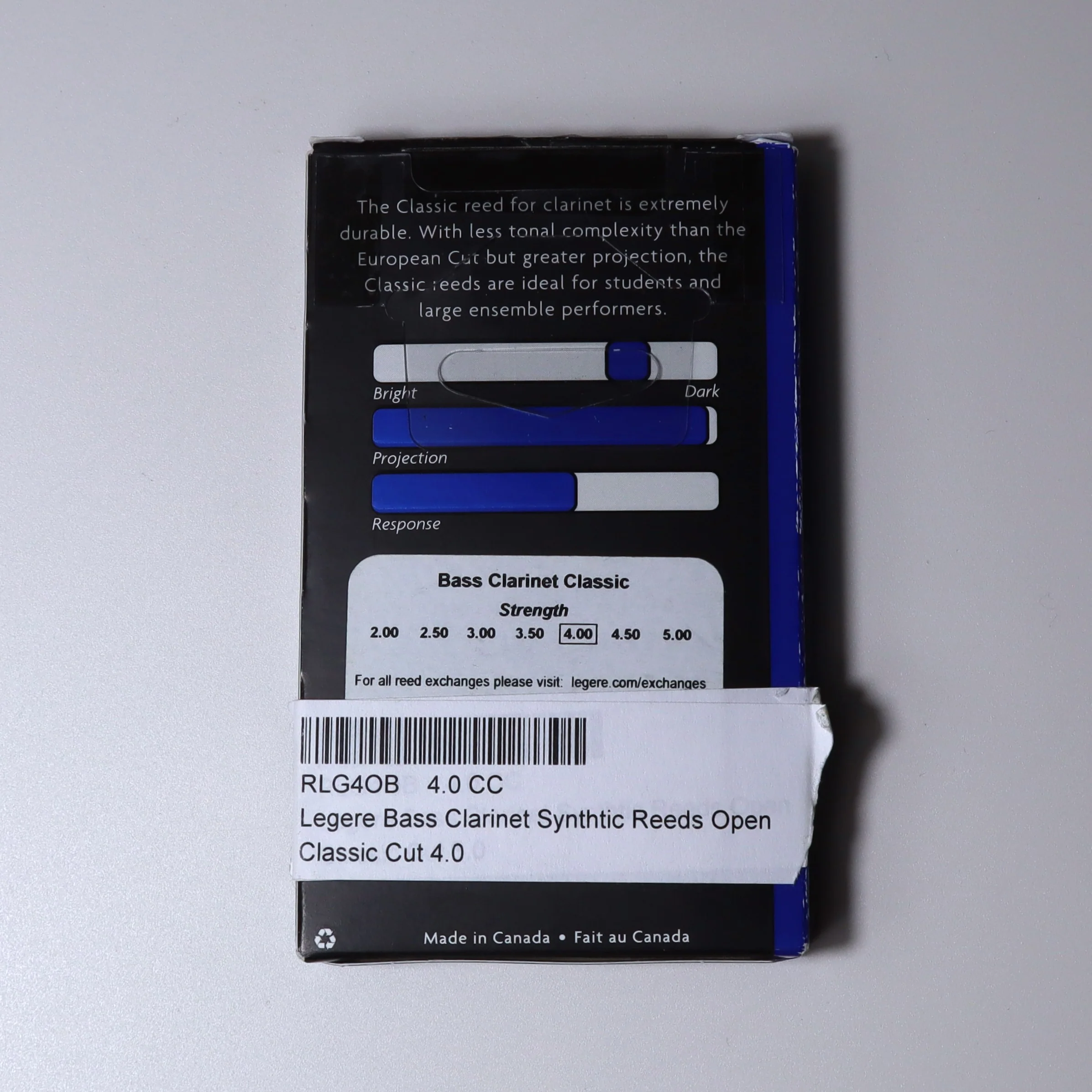 Legere Classic Bass Clarinet Reed 4.0 Open Box - Image 2