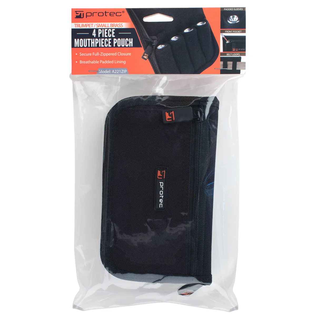Pro-tec Trumpet Mouthpiece Pouch - Nylon With Zipper Closure, 4-Piece (Black) A221ZIP - Image 7
