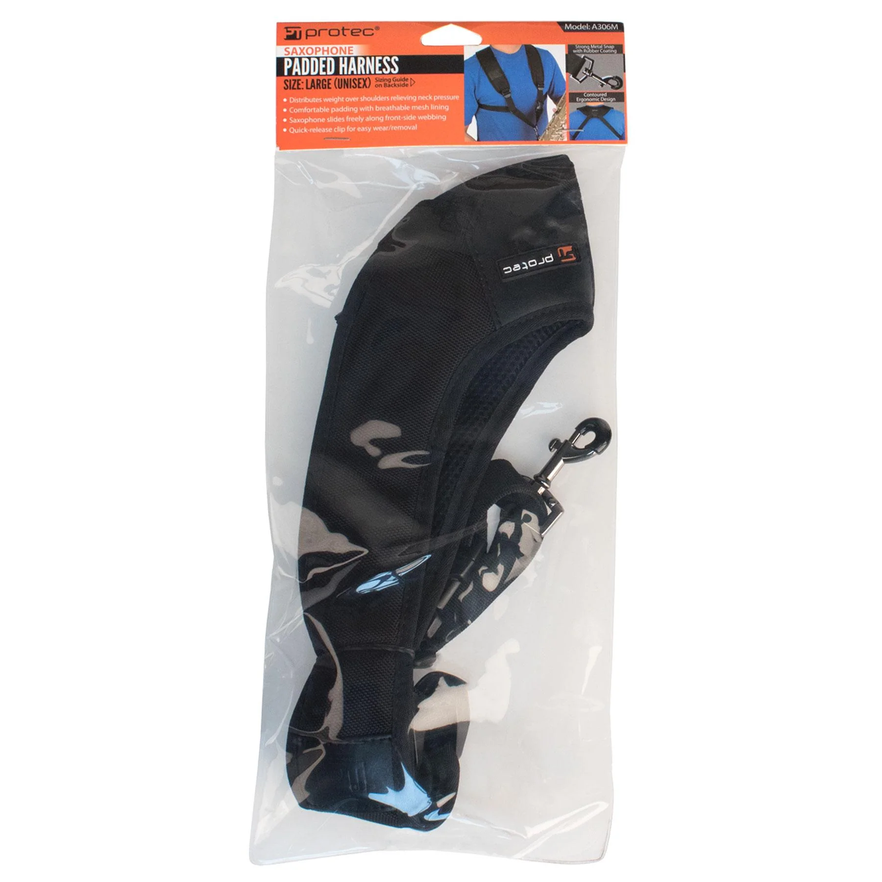 Protec Saxophone Harness - Deluxe Padded, Metal Snap, Size Larger A306M - Image 2