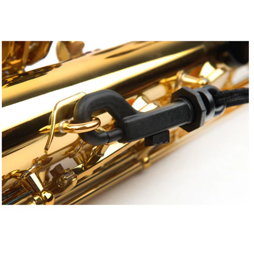 Rico Black Fabric Strap with Plastic Snap Hook for Soprano/Alto Saxophone - Image 3