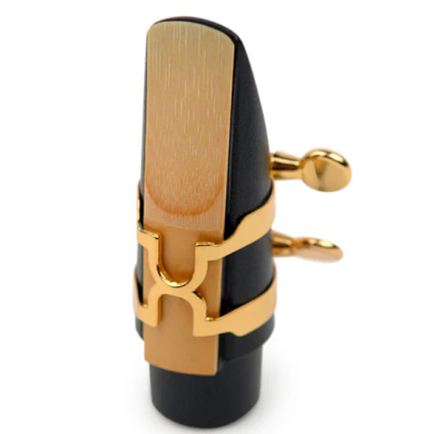 Rico Gold Plated H-Ligature and Cap for Soprano Sax Hard Rubber Mouthpiece- HSS1G - Image 3